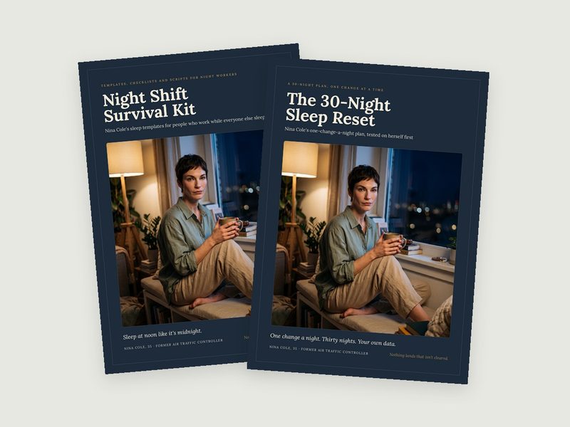 Covers of The 30-Night Sleep Reset and Night Shift Survival Kit